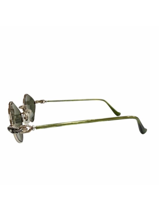 Chrome Hearts Diamond Dog 925 Floral Cross Sunglasses Gold Clear Green 50 main image 4